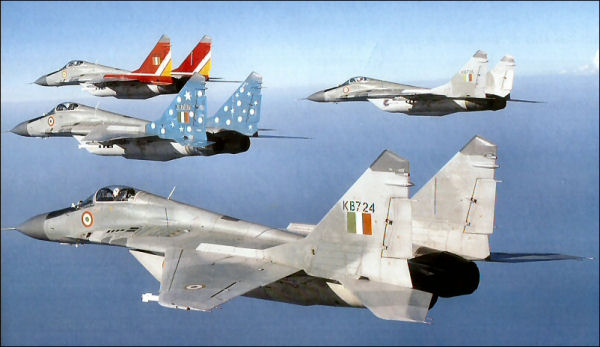 Four ship formation of Indian MiG-29s